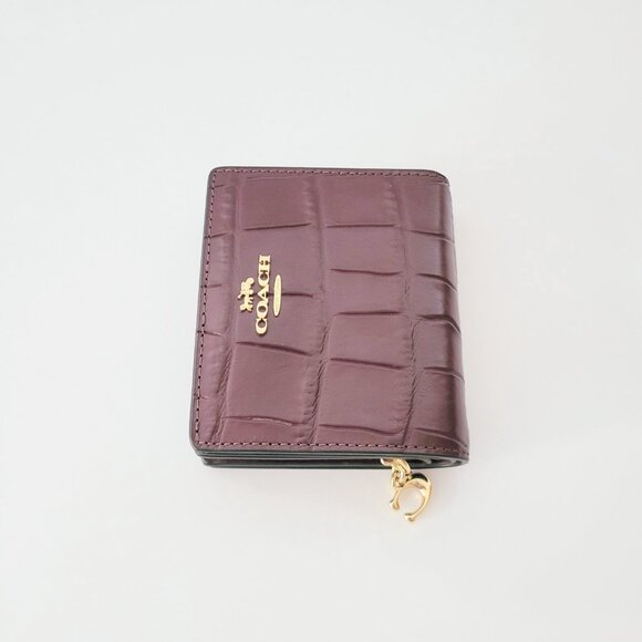 Coach C6092 Croc Embossed Leather Snap Wallet Merlot Clutch - Picture 4 of 7